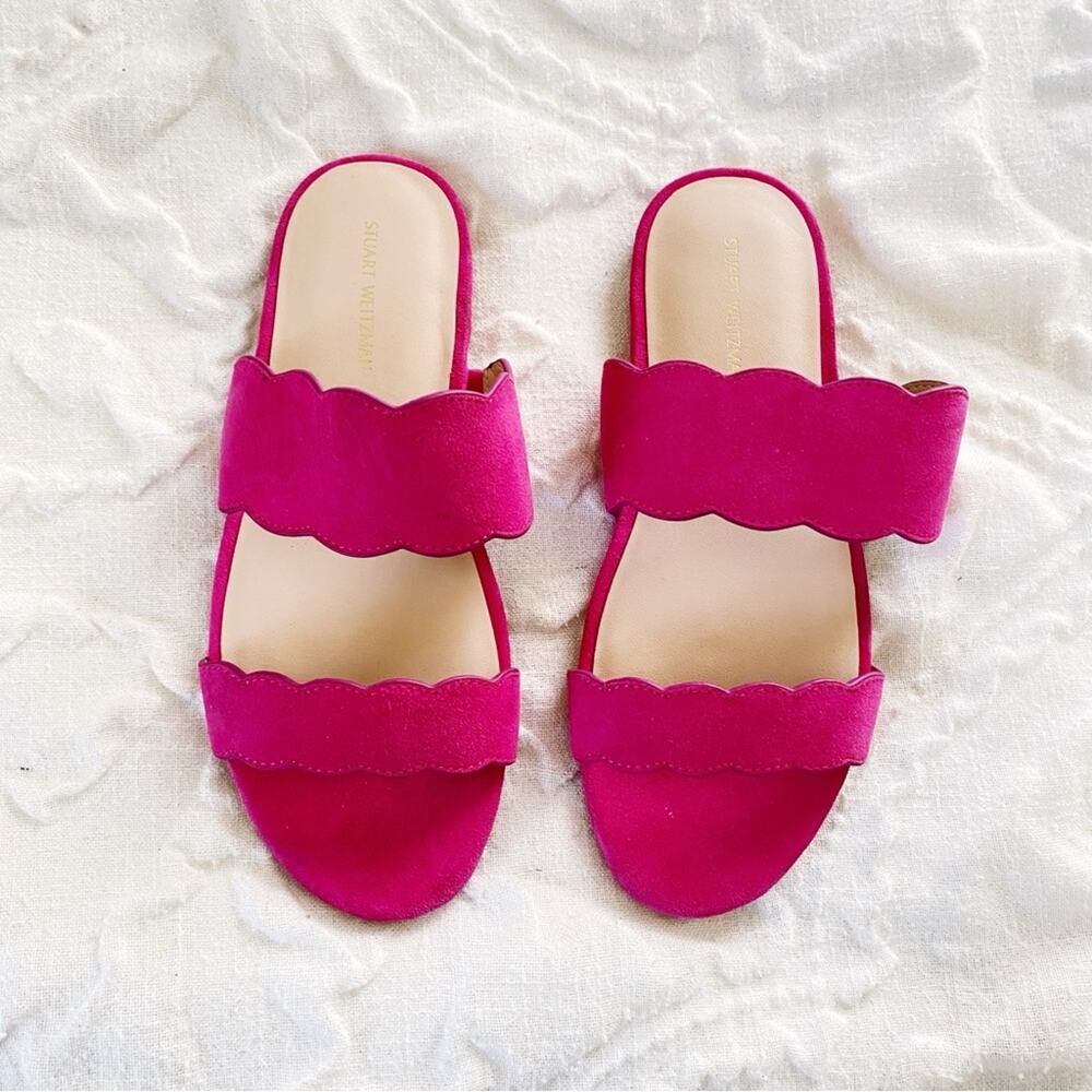 Stuart Weitzman Naomi Pink Slide Sandals